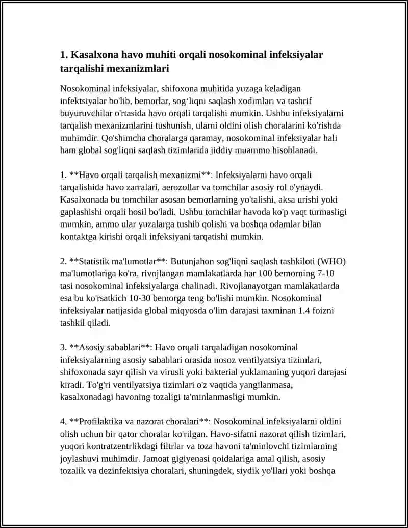 KASALXONA ICHI INFEKSIYALARINI KELIB CHIQISHI UCHUN HAVO MUHITINING BAKTERIOLOGIK IFLOSLANGANLIGINING AHAMIYATI 4