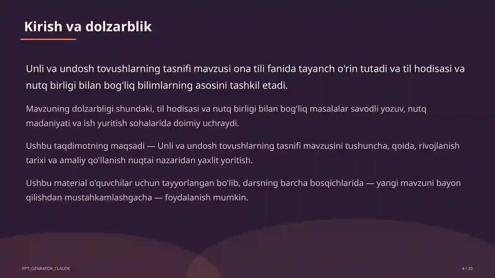 Unli va undosh tovushlarning tasnifi (5-sinf) 4