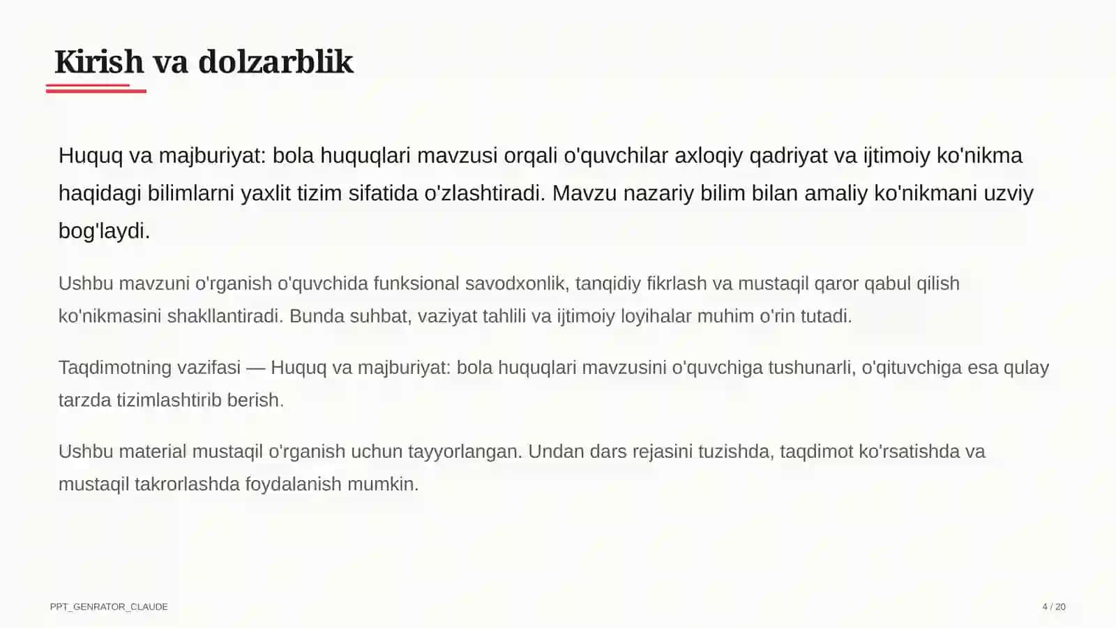 Huquq va majburiyat: bola huquqlari (8-sinf) 4