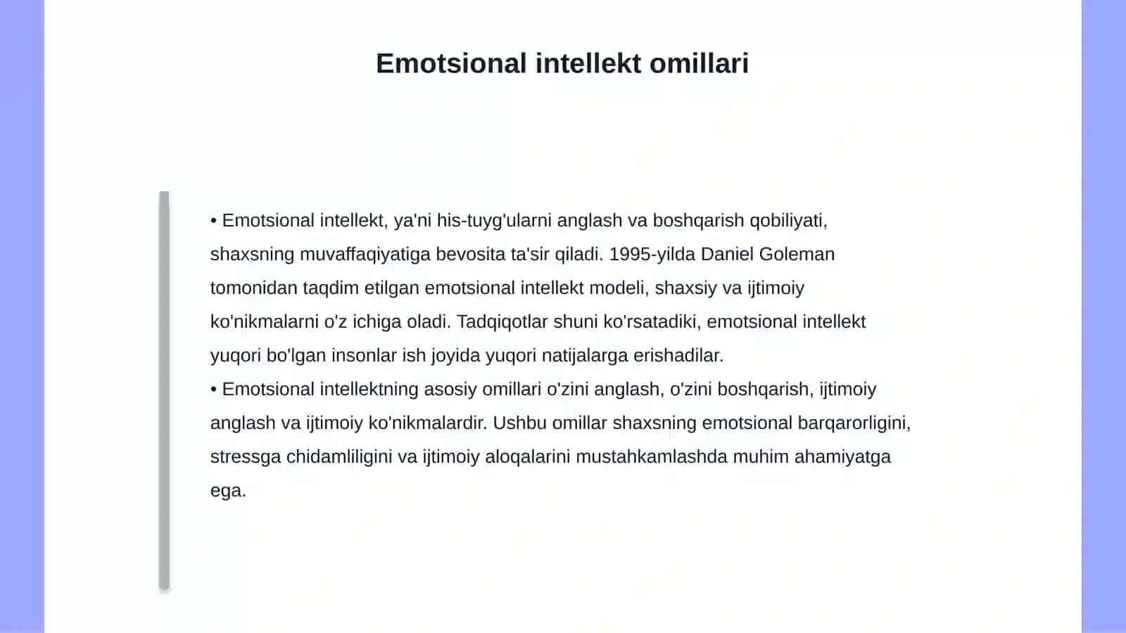 Emotsional xususiyatlarning asosiy ko'rsatkichlari 4