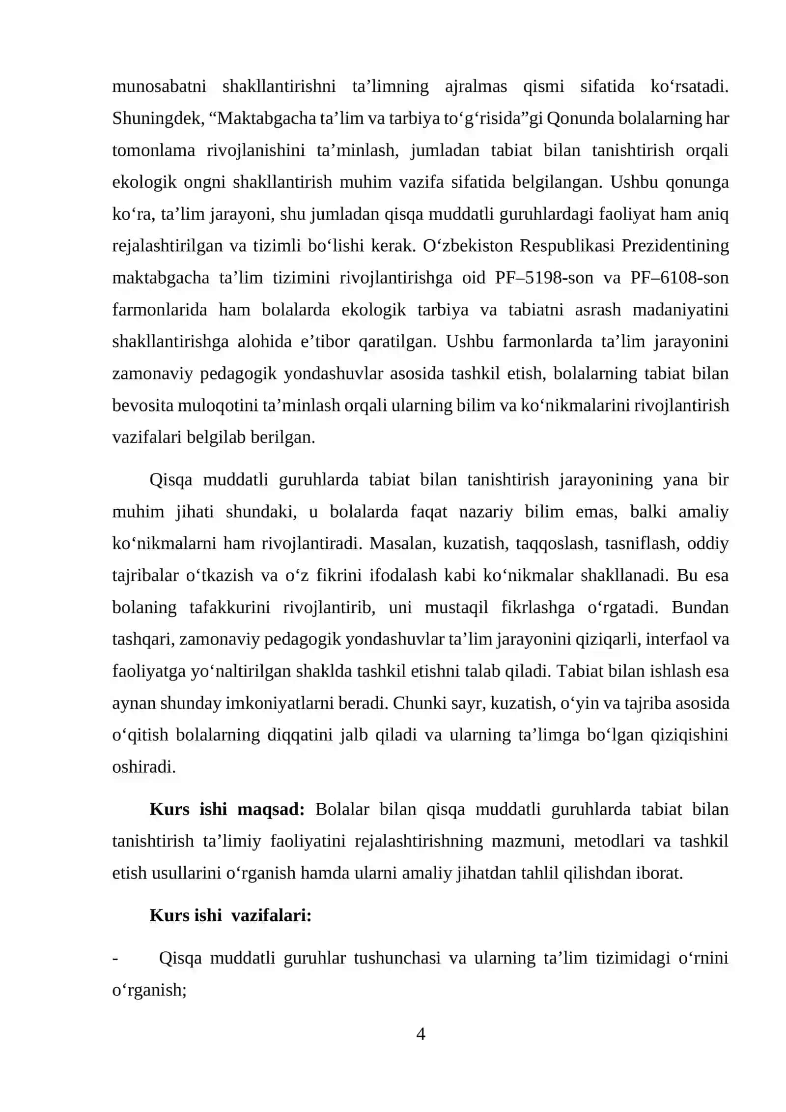 Bolalar bilan qisqa muddatli guruhlarda tabiat bilan tanishtirish ta’limiy faoliyatini rejalashtirish 4