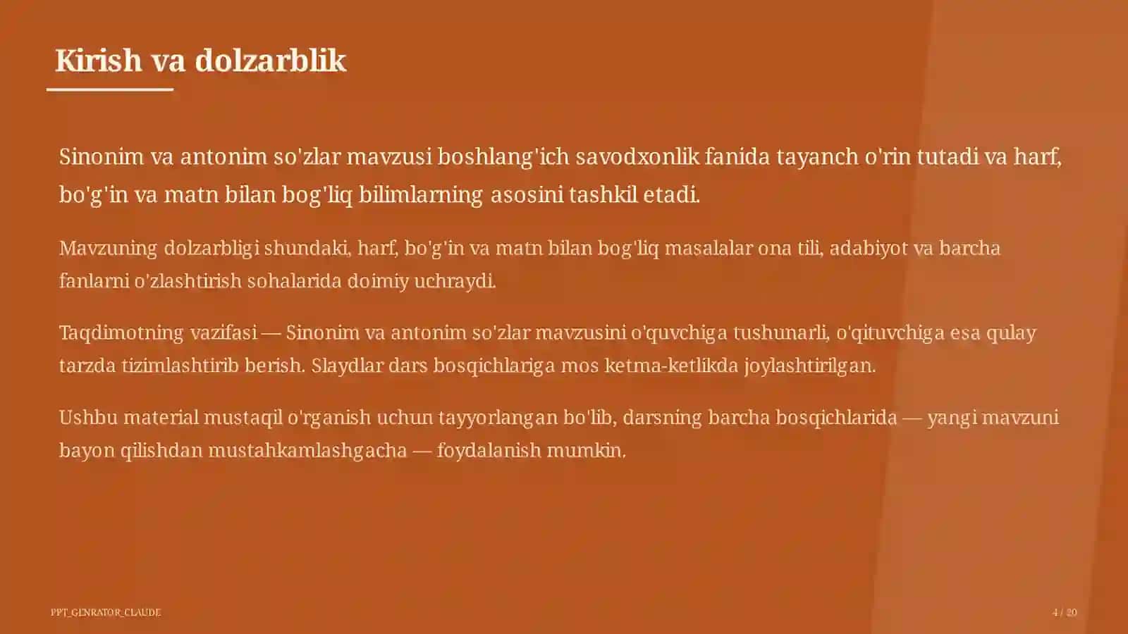 Sinonim va antonim so'zlar (3-sinf) 4