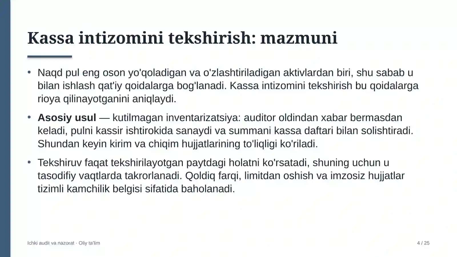 Xayriya jamg'armalarida kassa intizomini tekshirish 4