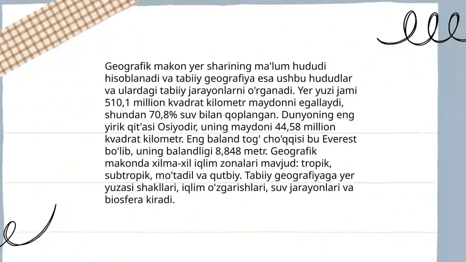 Tabiiy geografiyaning fanlar tizimidagi o'rni va tarkibiy qismlari 4