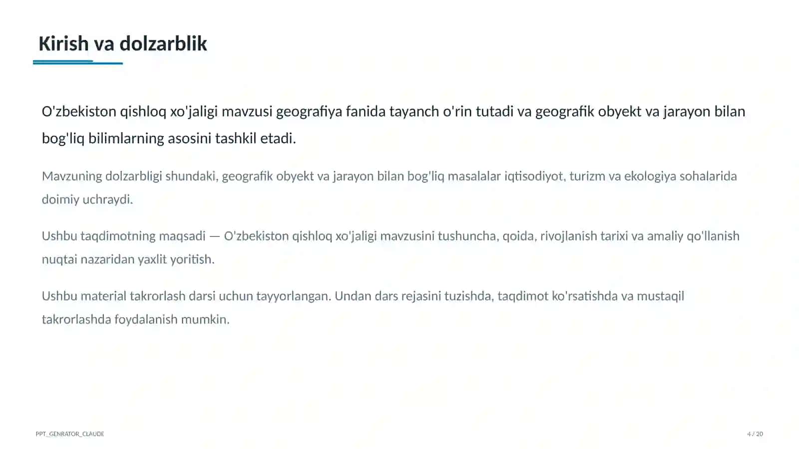 O'zbekiston qishloq xo'jaligi (9-sinf) 4
