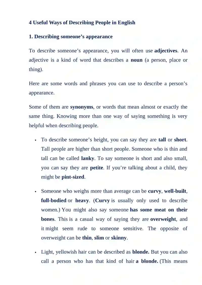 DESCRIBING PEOPLE 4