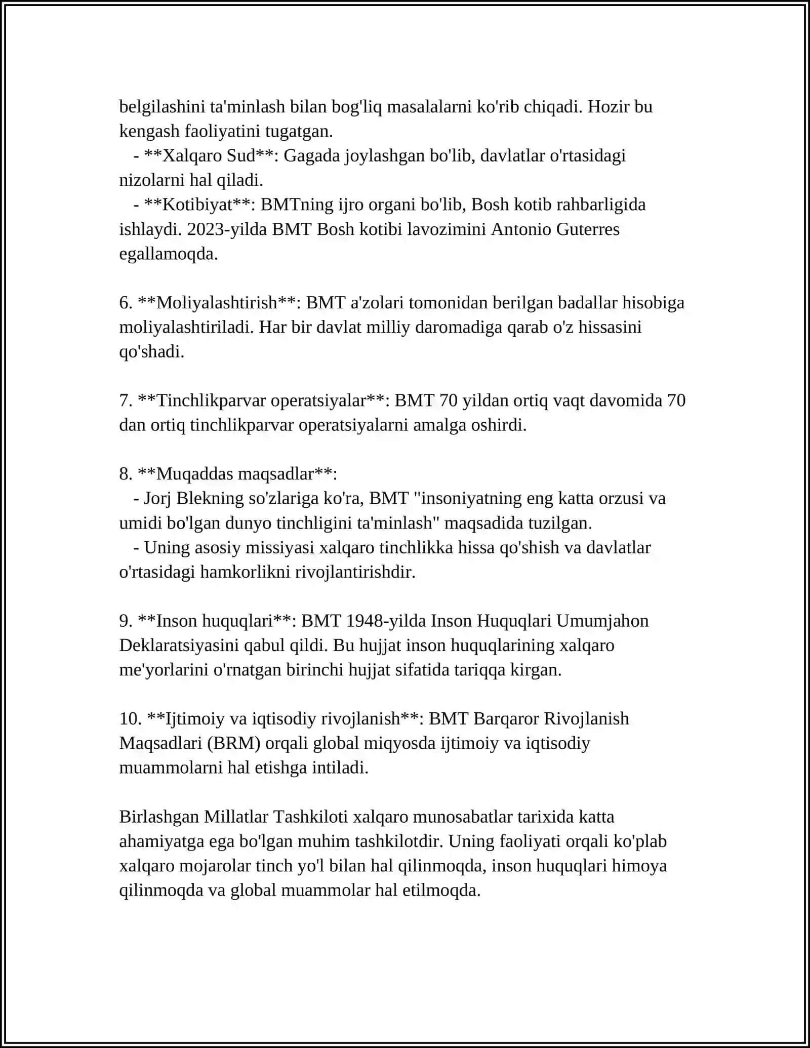 REFERAT Mavzu: BIRLASHGAN MILLATLAR TASHKILOTI 4
