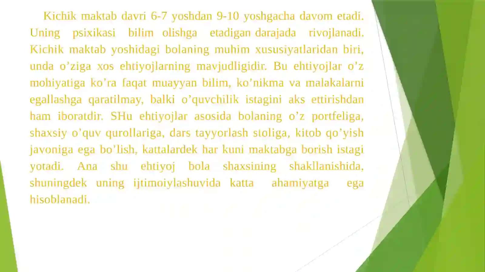 Kichik maktab yoshida rivojlanishning umumiy shart-sharoitlari 4