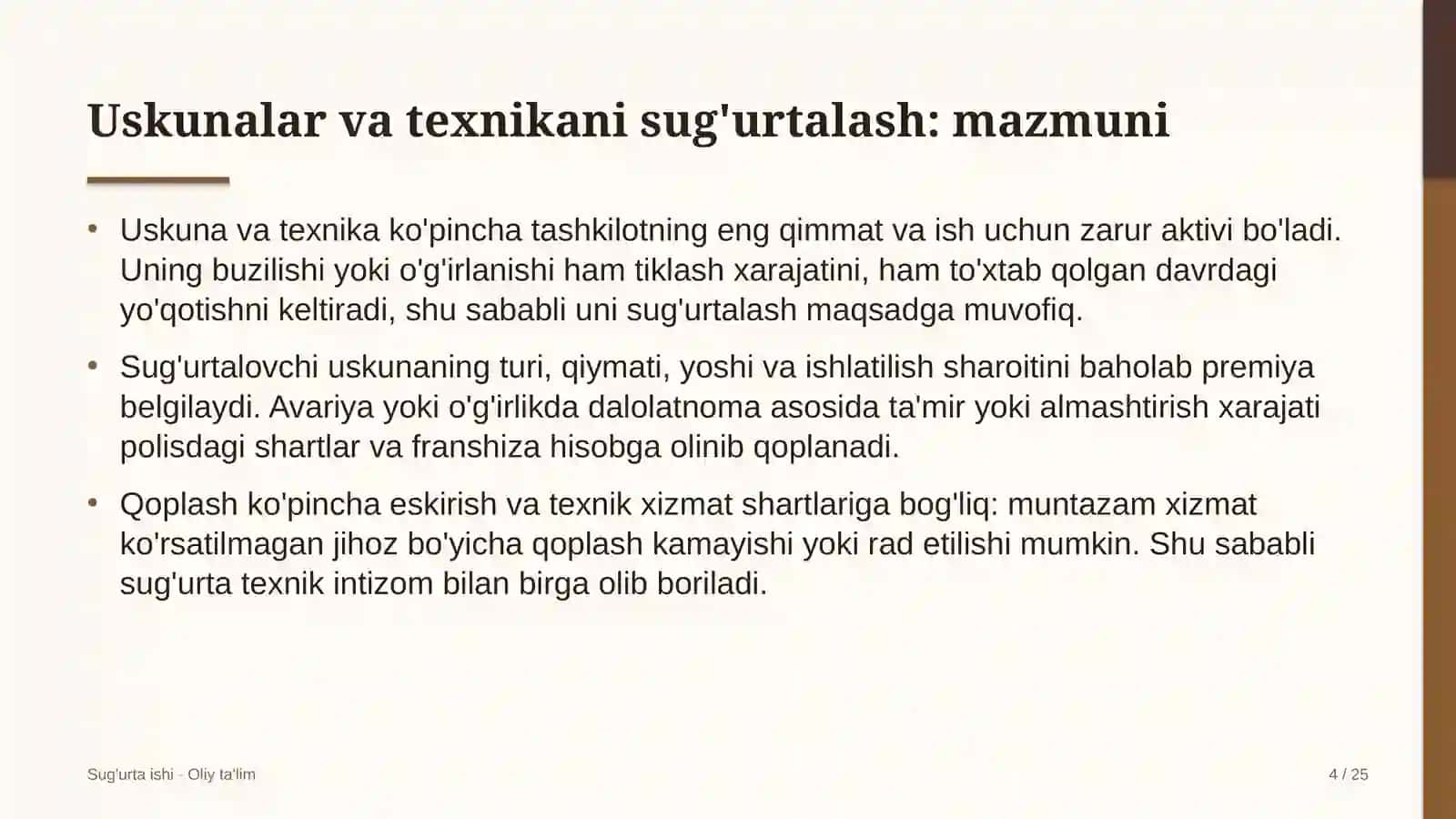 gazni qayta ishlash zavodlarida uskunalar va texnikani sug'urtalash 8093 4