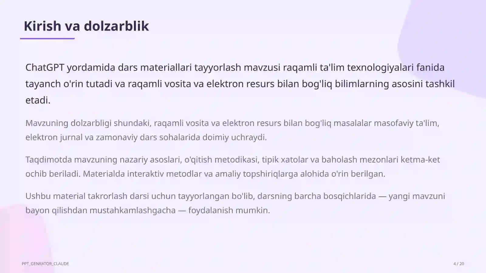 Dars materiallari tayyorlash 4