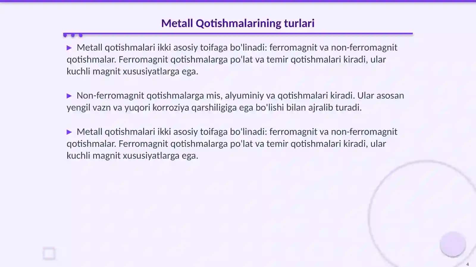 Metall Qotishmalari 4
