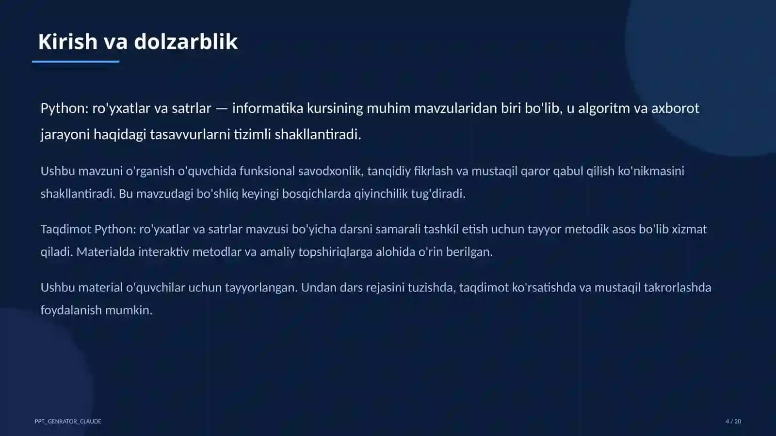 Informatika va axborot texnologiyalari 4