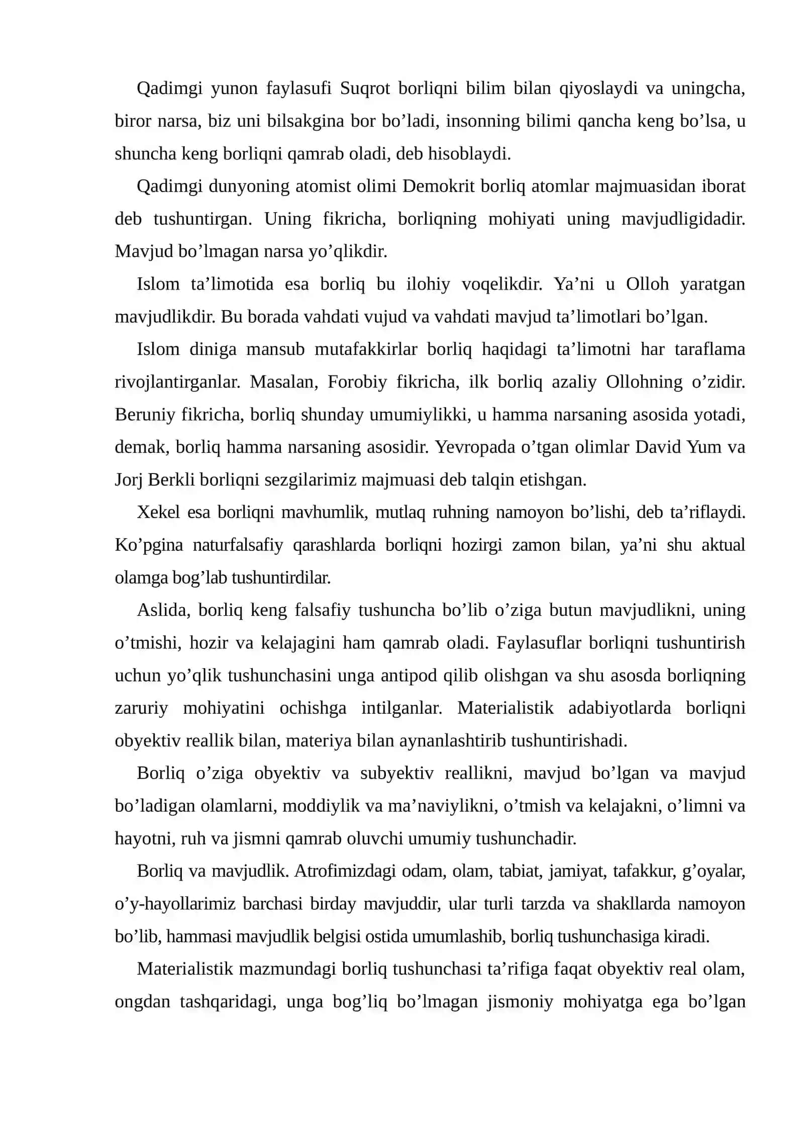 Borliq falsafasi 4