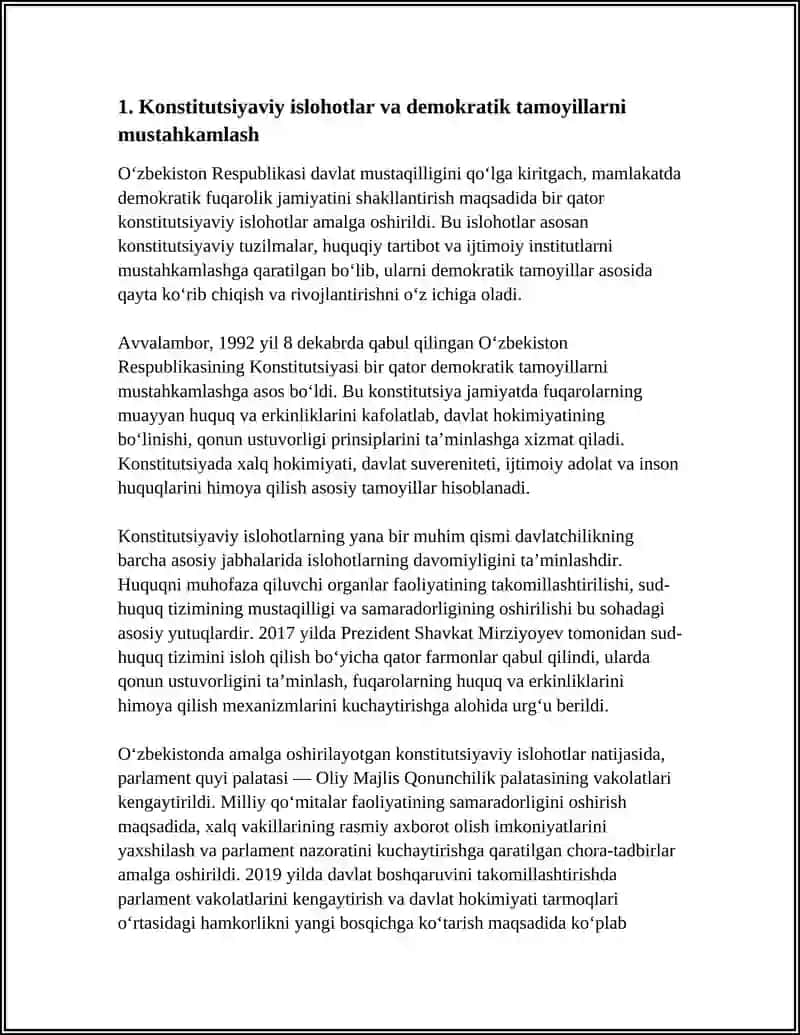 O'ZBEKISTONDA DEMOKRATIK FUQAROLIK JAMIYATI ASOSLARINING SHAKLLANISHI AMALGA OSHIRILGAN SIYOSIY ISLOHOTLAR 4