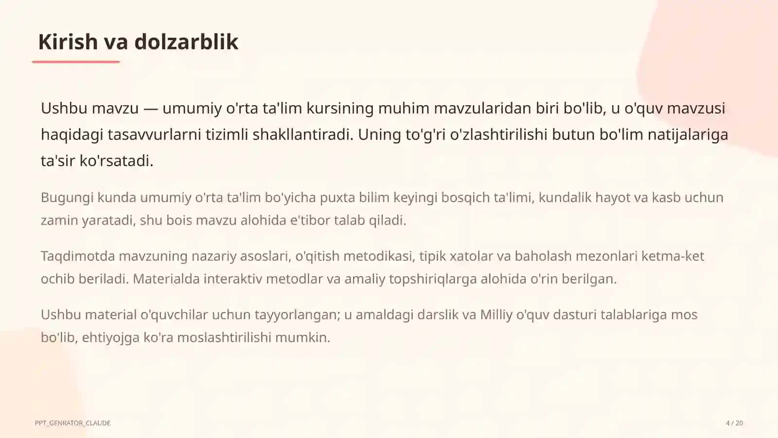 Dolzarb mavzular — maktab va o'qituvchilar 4