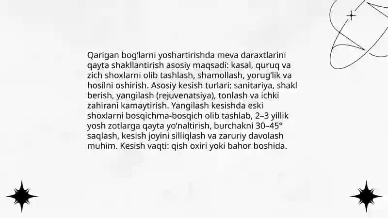Qarigan bogʻlarni yoshartirish texnologiyasi 4