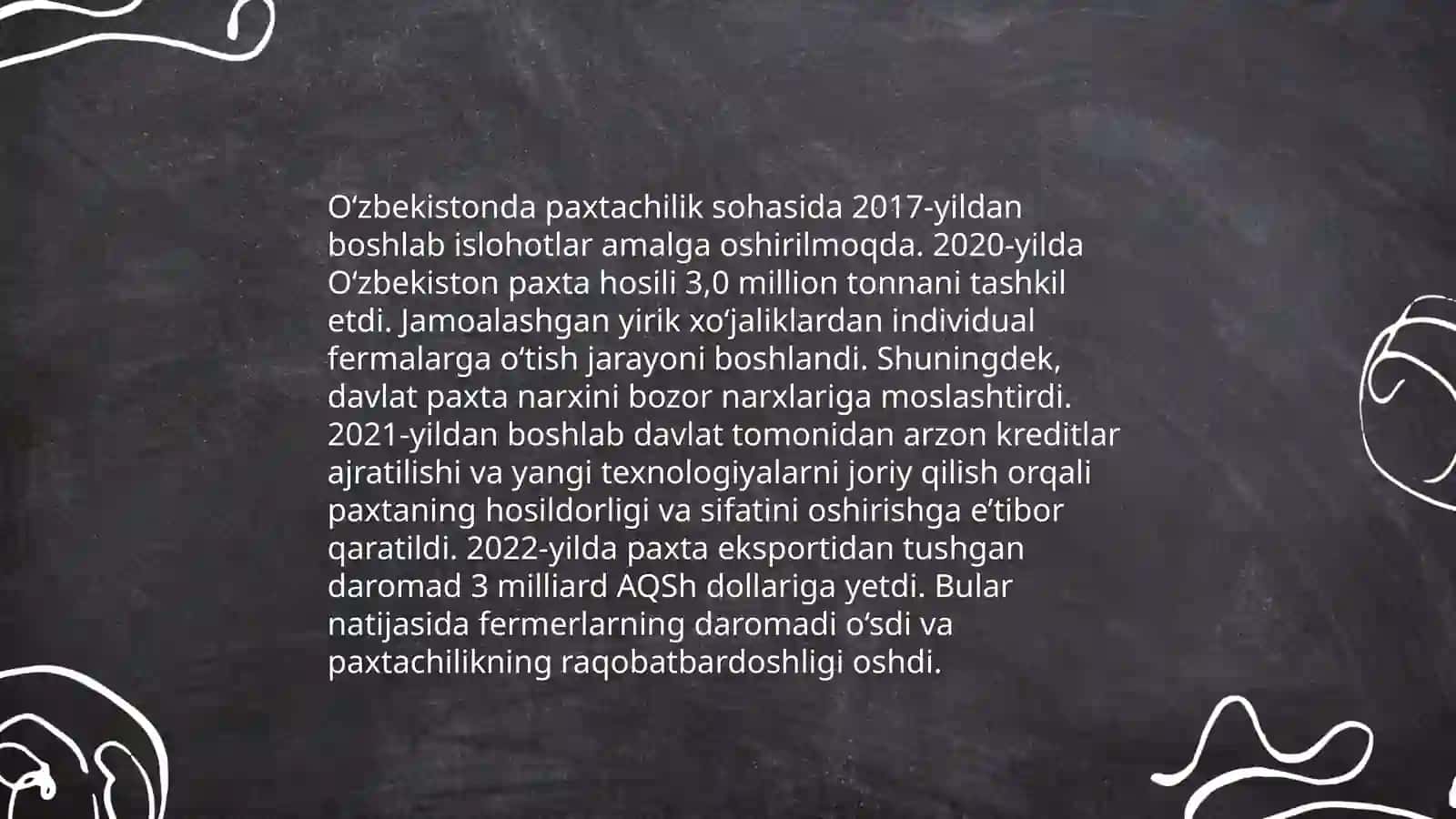 Mustaqillik yillarida qishloq xoʻjaligi va sanoat sohasidagi oʻzgarishlar 4