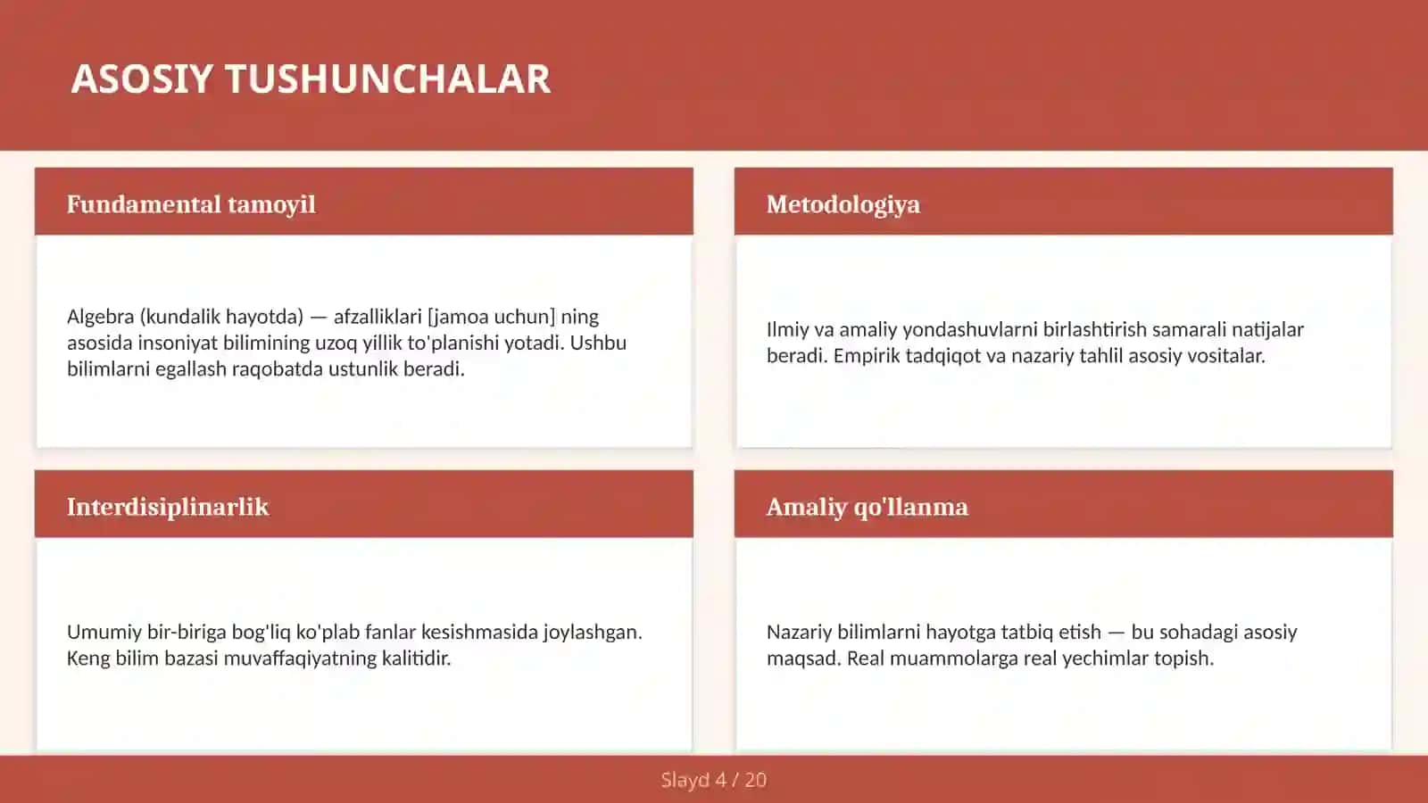 Algebra (kundalik hayotda) — afzalliklari [jamoa uchun] 4