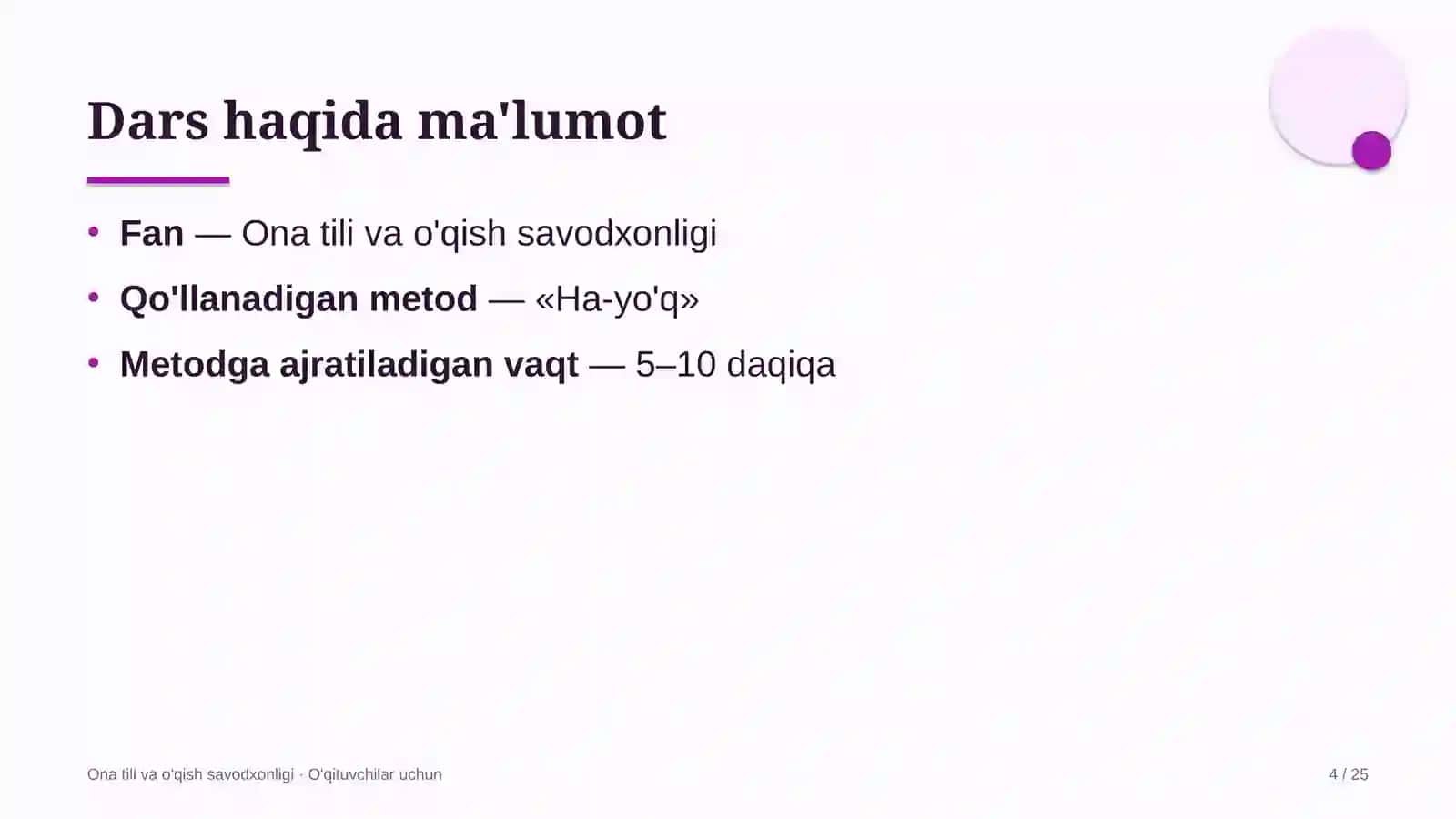 ona tili va o'qish savodxonligi darslarida ha yo'q metodidan foydalanish 6257 4
