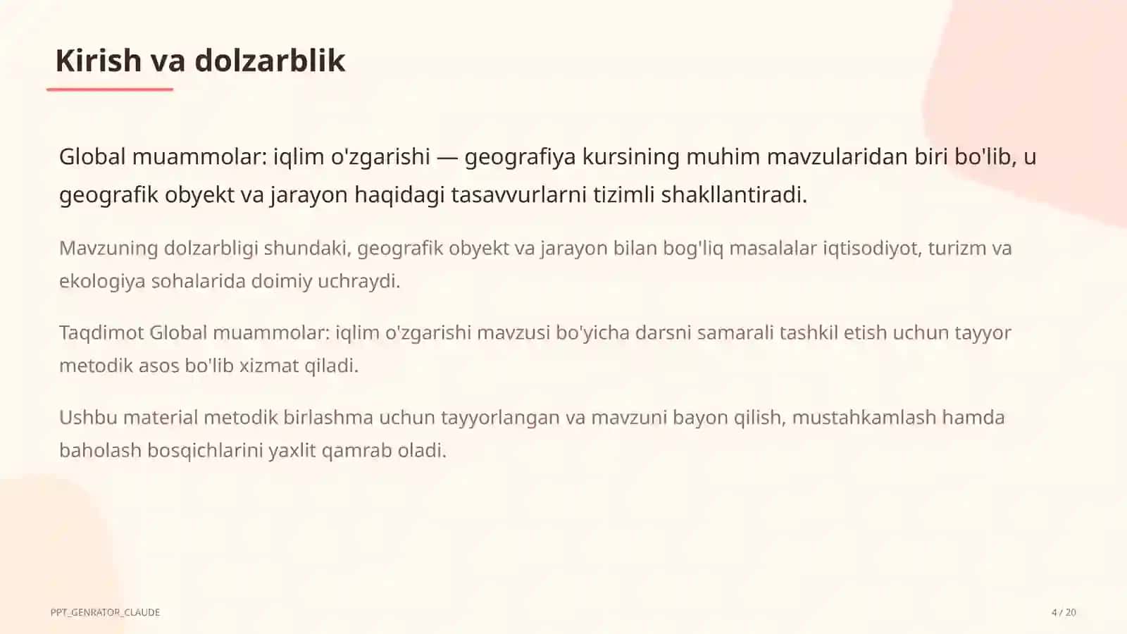 Global muammolar: iqlim o'zgarishi (11-sinf) 4