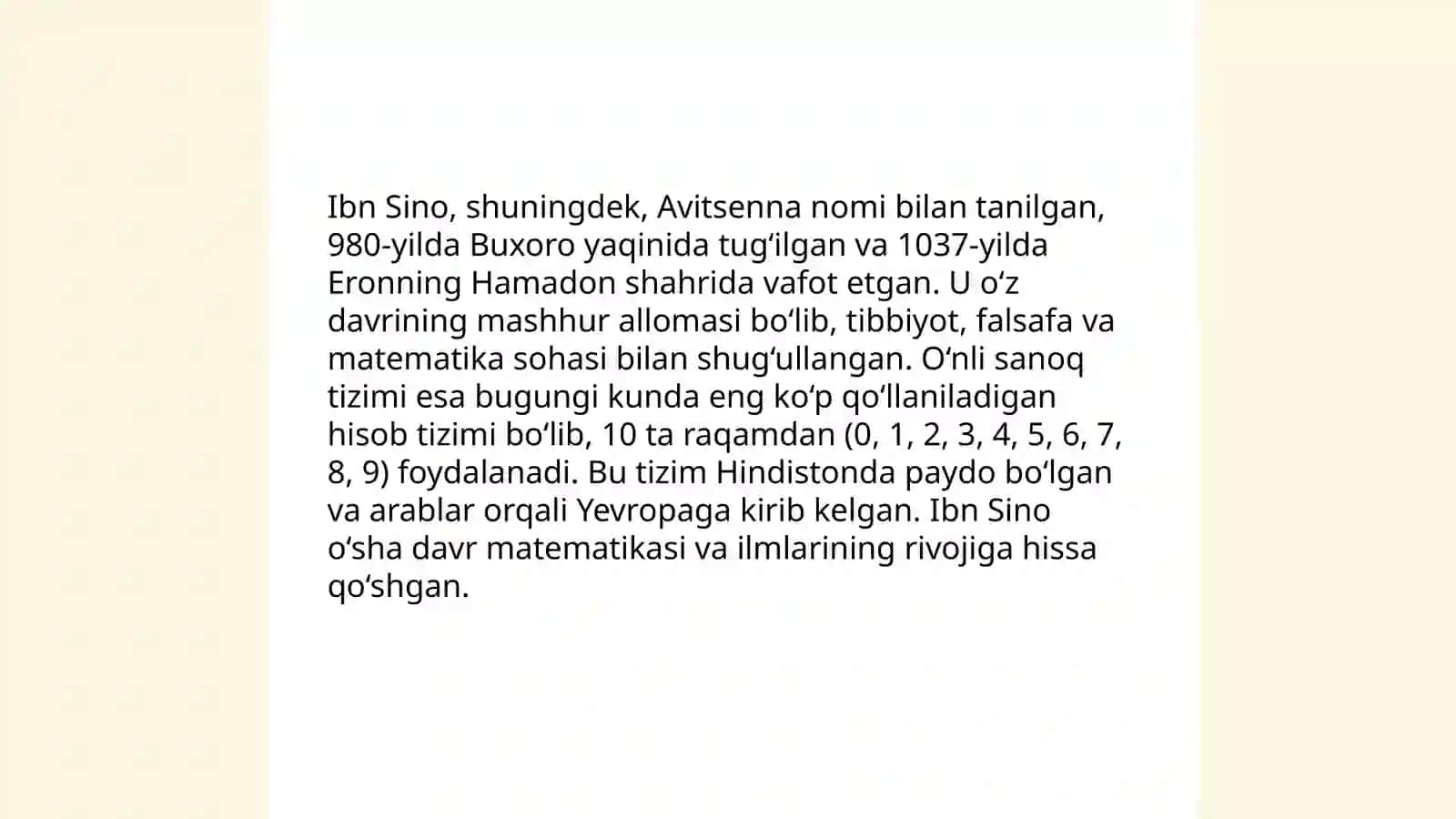 Abu Ali ibn Sinoning matematikaga qoʻshgan hissasi 4