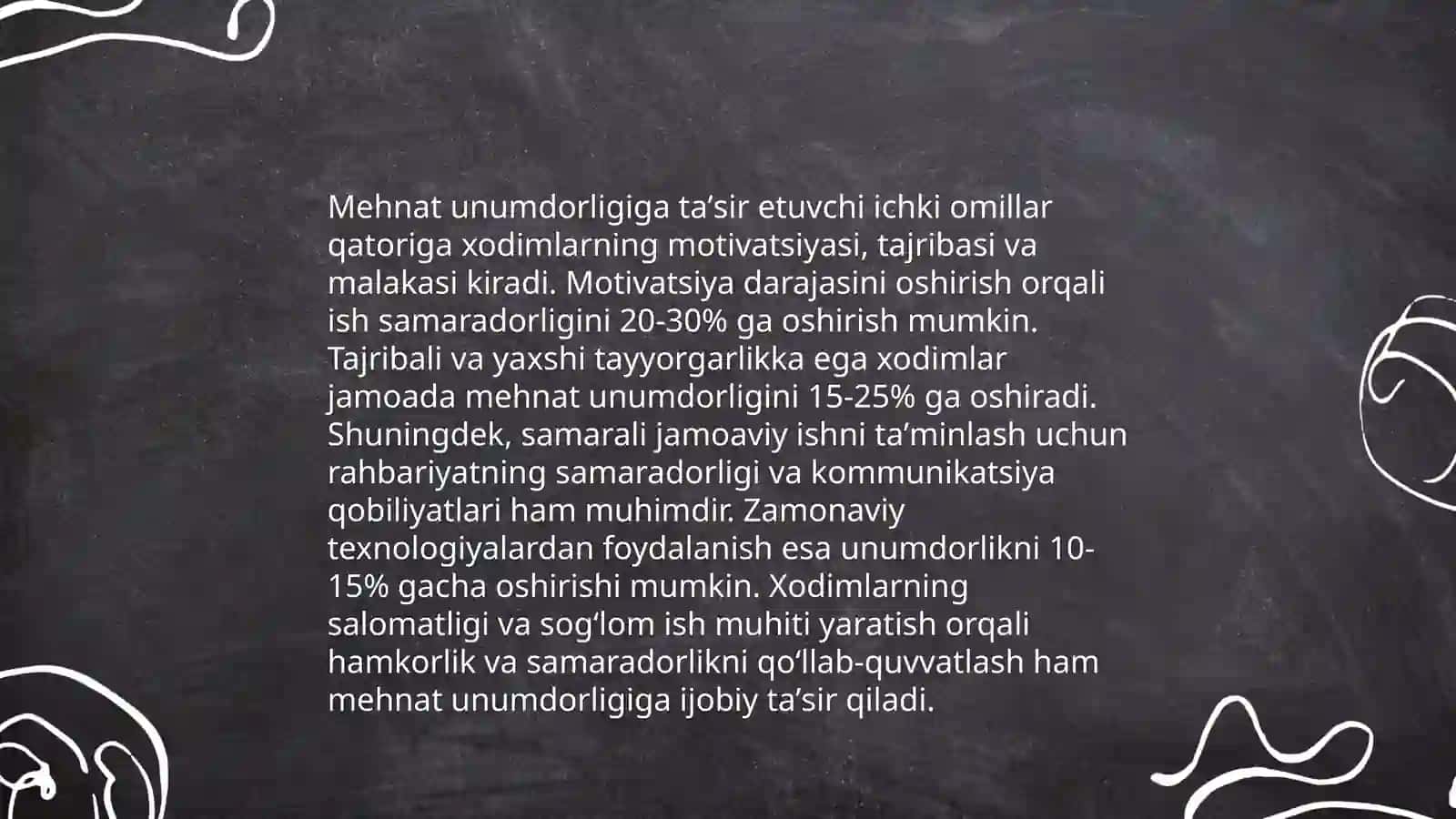 Mehnat unumdorligi va unga taʼsir etuvchi omillarni taxlili 4