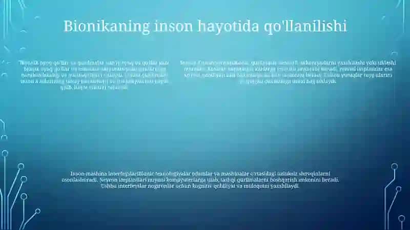 Bionika Asoslari Va Uni Inson Hayotidagi OʻRni 4