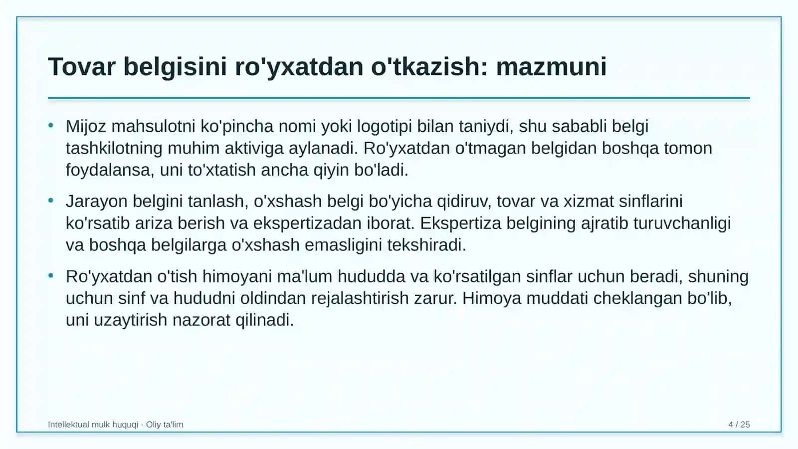 qo'riqlash xizmatlarida tovar belgisini ro'yxatdan o'tkazish 6166 4