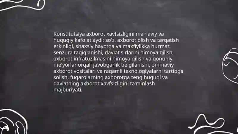 Axborot xavfsizligining ma'naviy va huquqiy asoslari ularning huquqiy xujjatlardagi ifodasi 4
