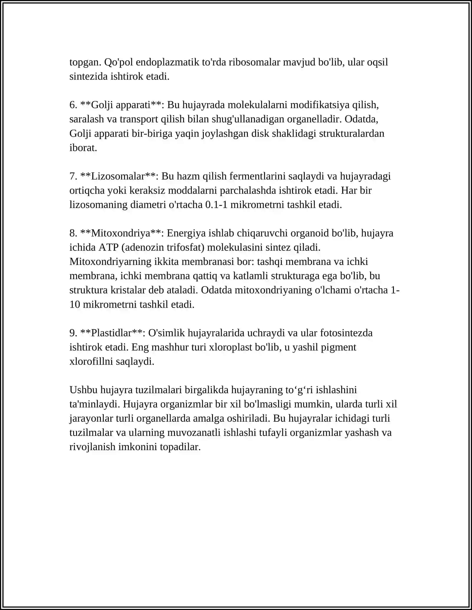 Hujayra tuzilishi 4