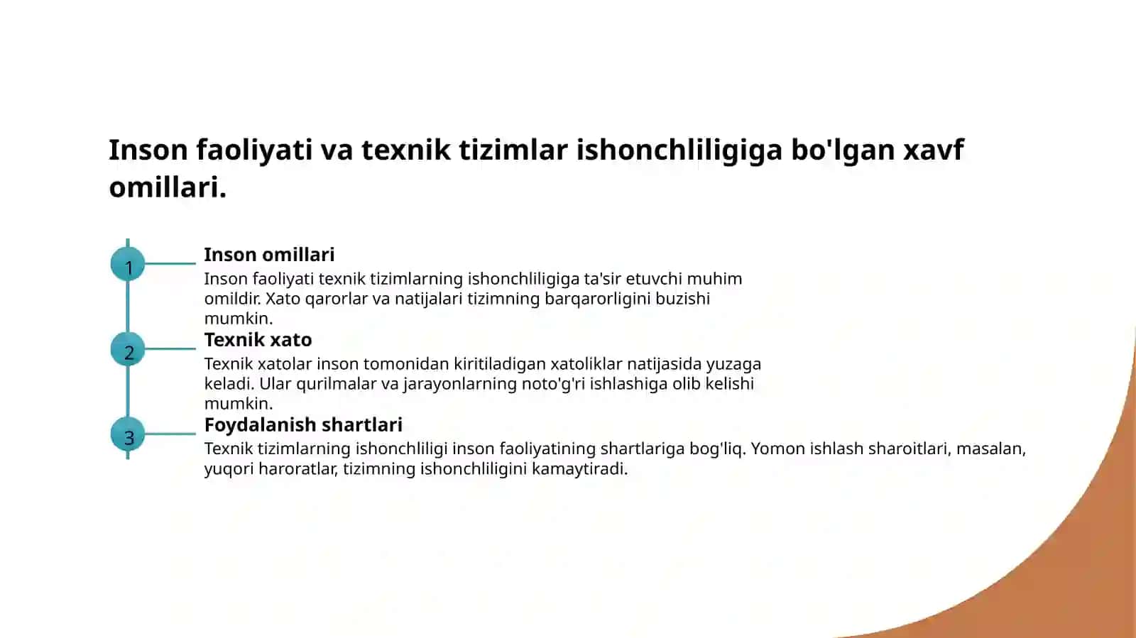 Texnogen risk va texnik tizimlar ishonchligi 4