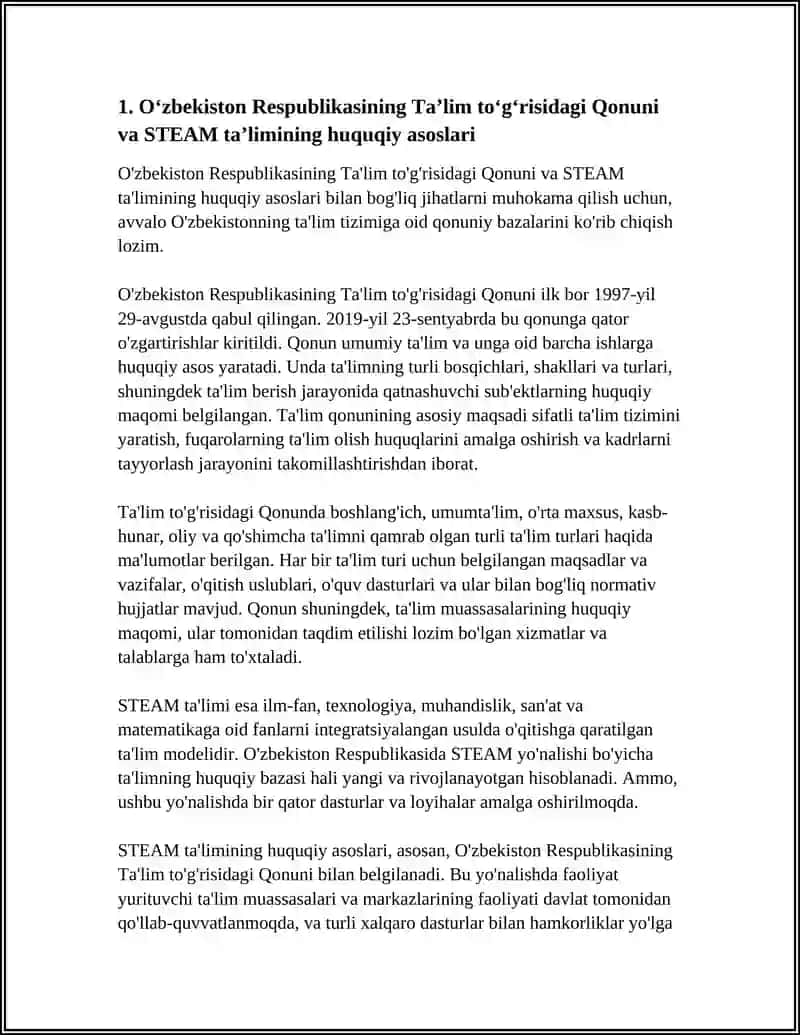 O‘ZBEKISTON RESPUBLIKASI TALIM TOGʻRISIDAGI QONUNI 4