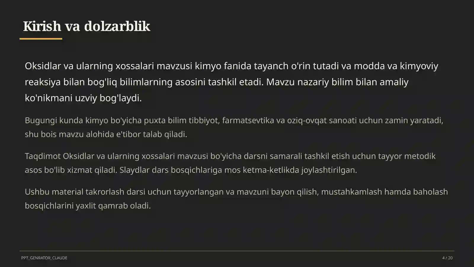 Oksidlar va ularning xossalari (8-sinf) 4