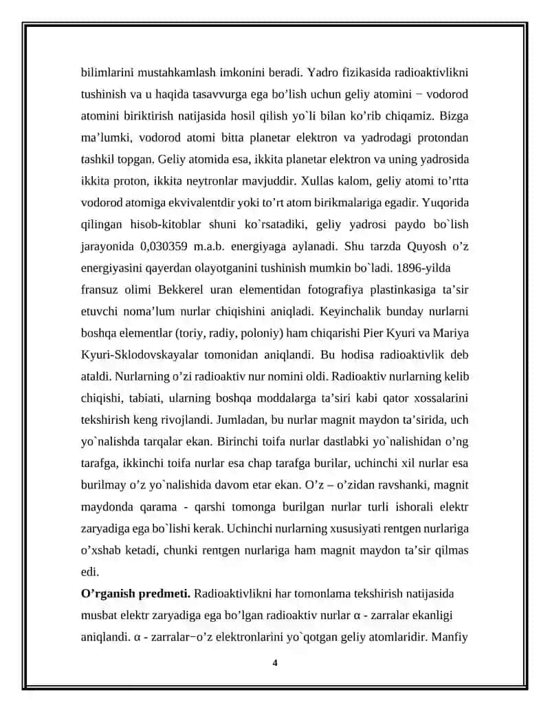 Radioaktivlikning dolzarb va yechilmagan muammolari 4