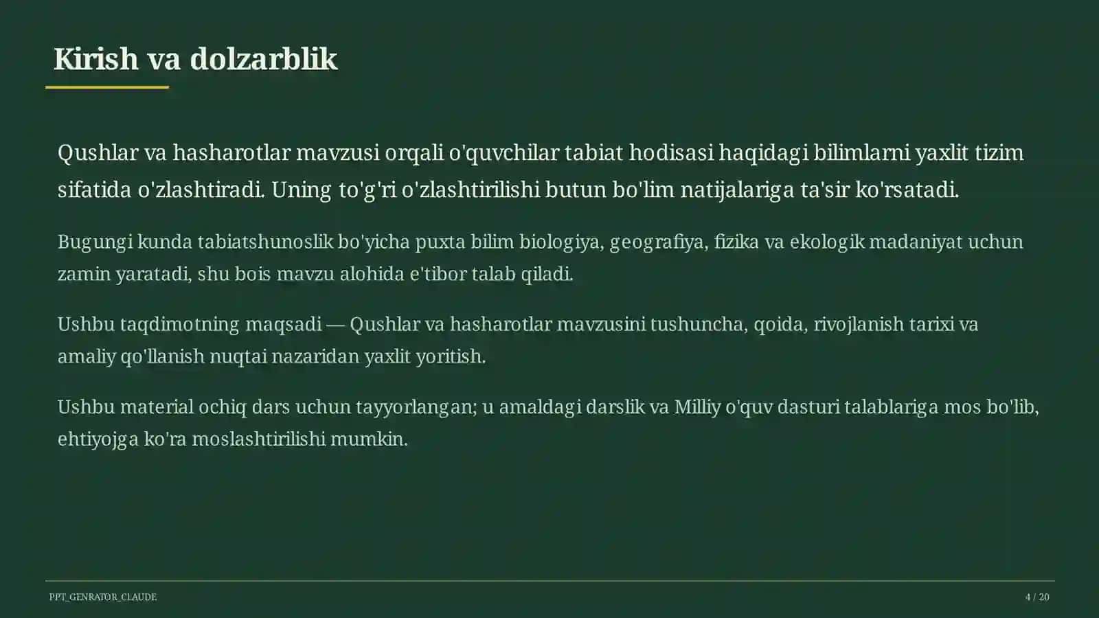 Qushlar va hasharotlar (2-sinf) 4