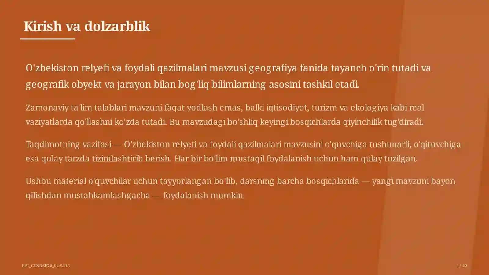 O'zbekiston relyefi va foydali qazilmalari (8-sinf) 4