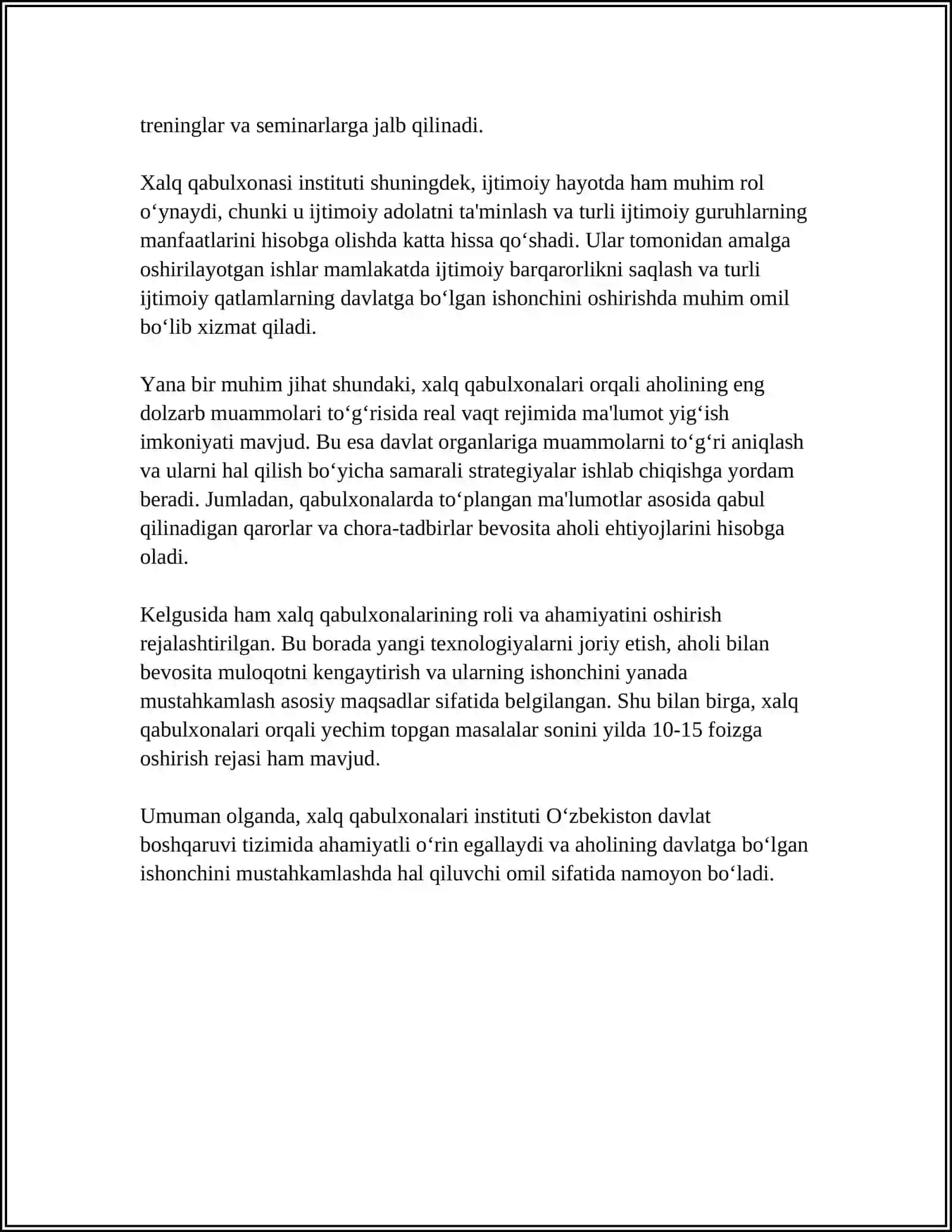 REFERAT Mavzu: XALQ QABULXONALARI IJTIMOIY INSTITUT SIFATIDA 4