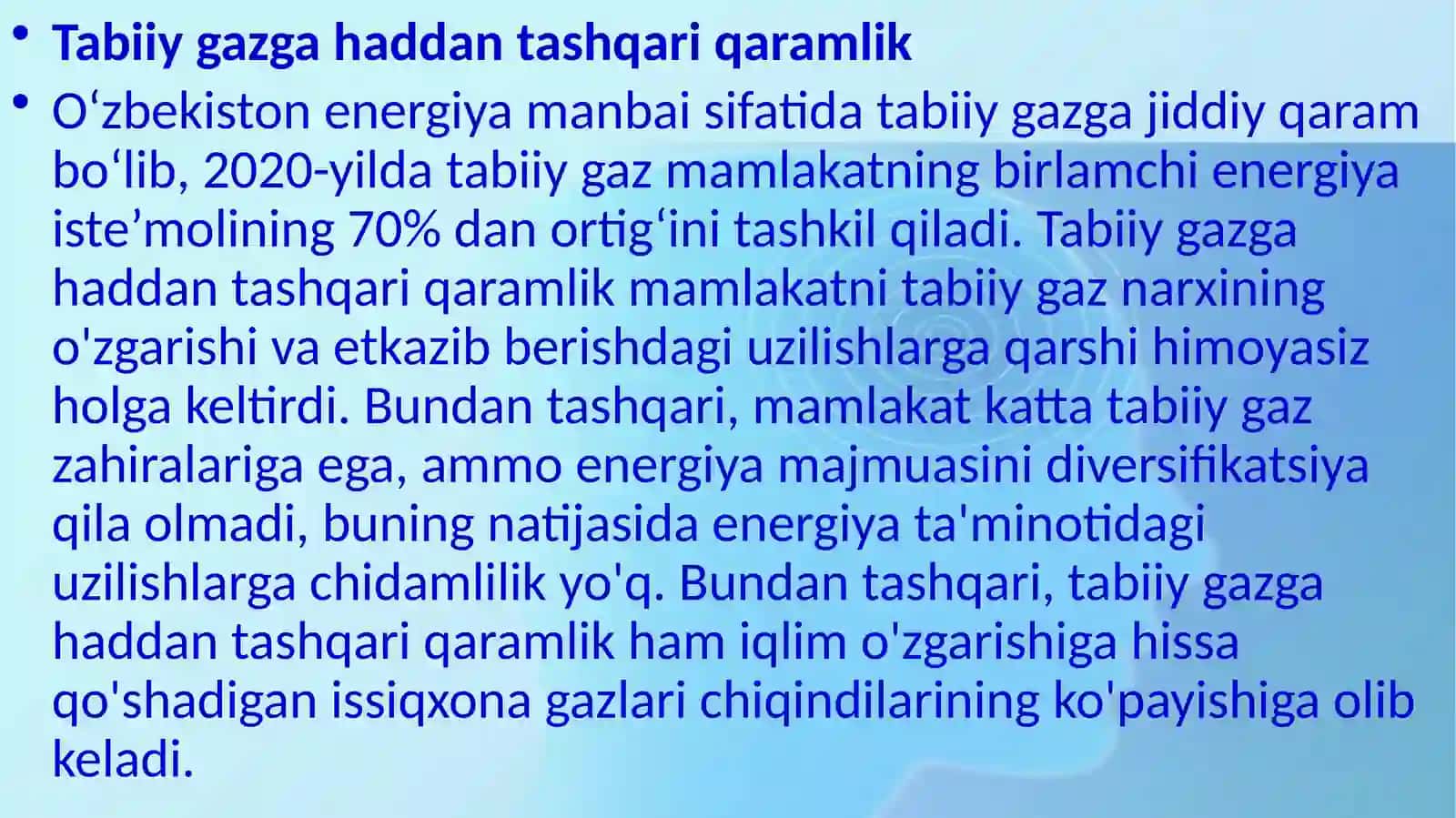 Energetik inqiroz sabablari va muammolarini yechimi yo’llari 4