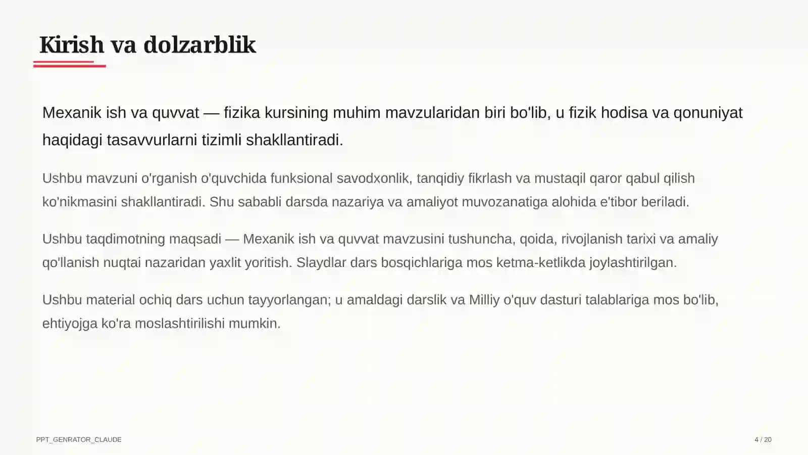 Mexanik ish va quvvat (7-sinf) 4