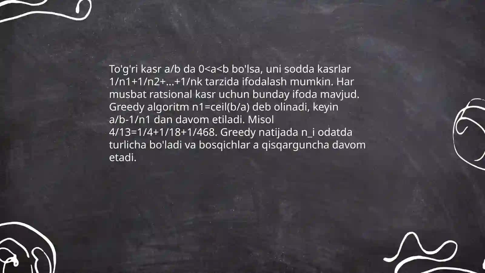 To'g'ri kasrlar va sodda kasrlar yig'indisi 4