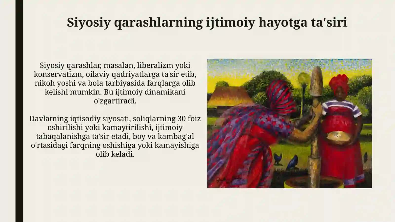 ijtimoiyvamadaniyturmush,jamiyatsiyosiyvaiqtisodiyqarashlarbilanuzviyligi.San’at 4