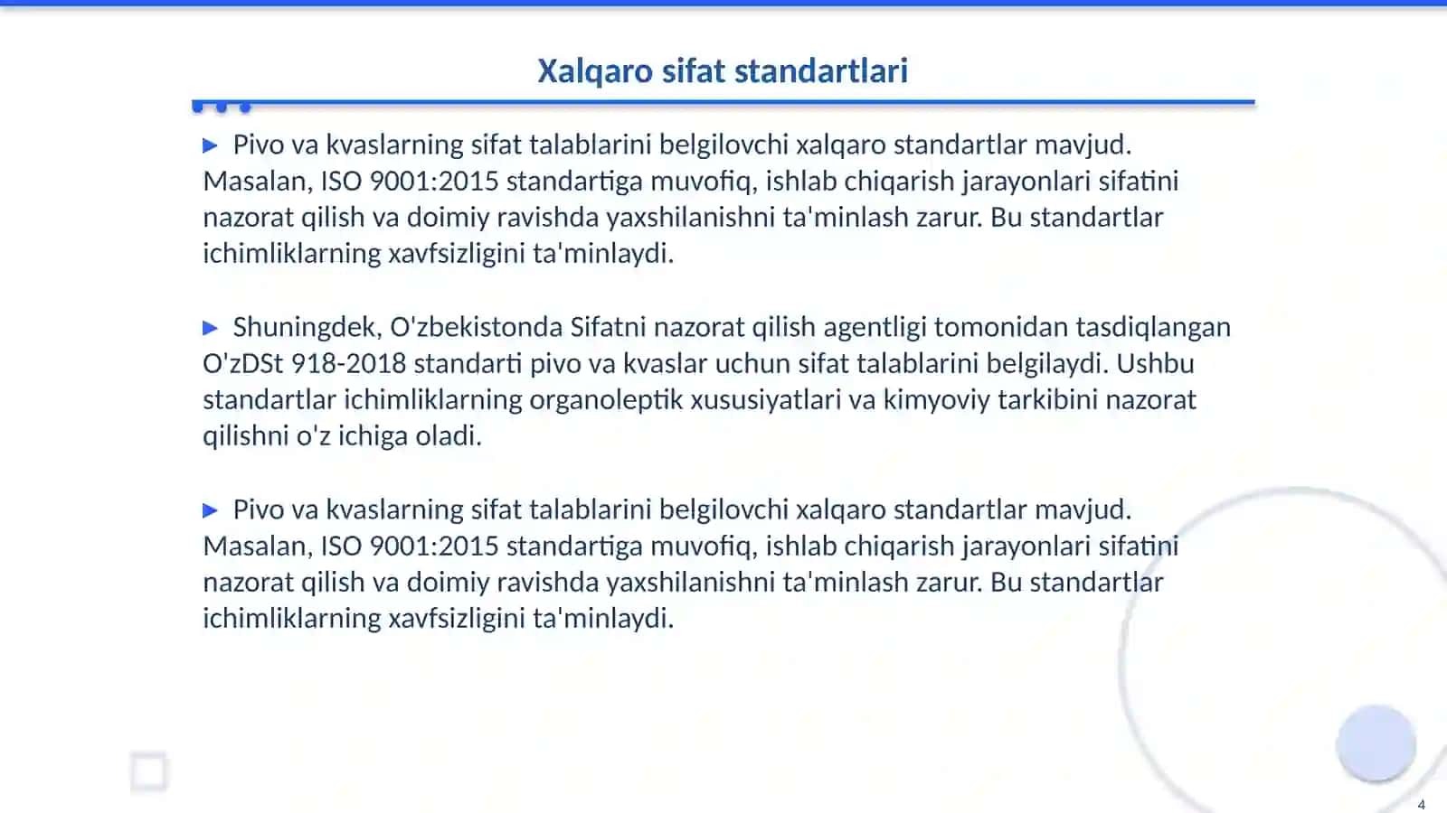 Pivo va kvaslarning sifatida talablar 4