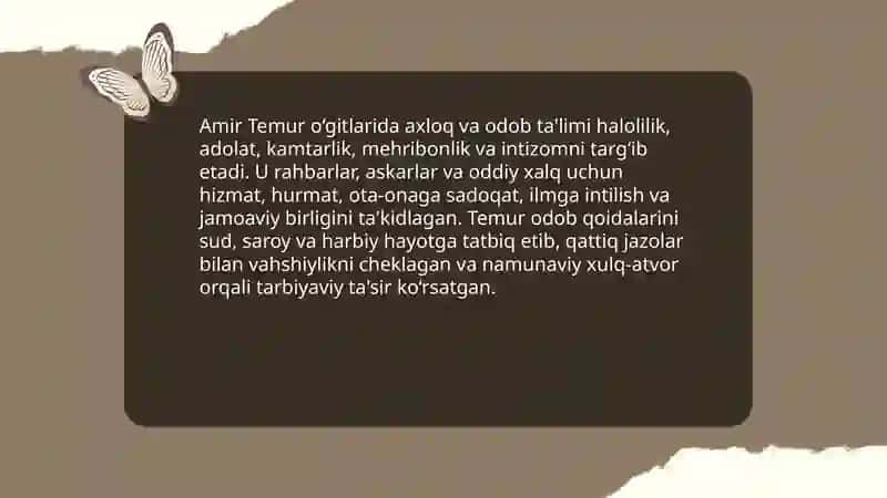 Amir Temur o‘gitlarining tarbiyaviy ahamiyati 4