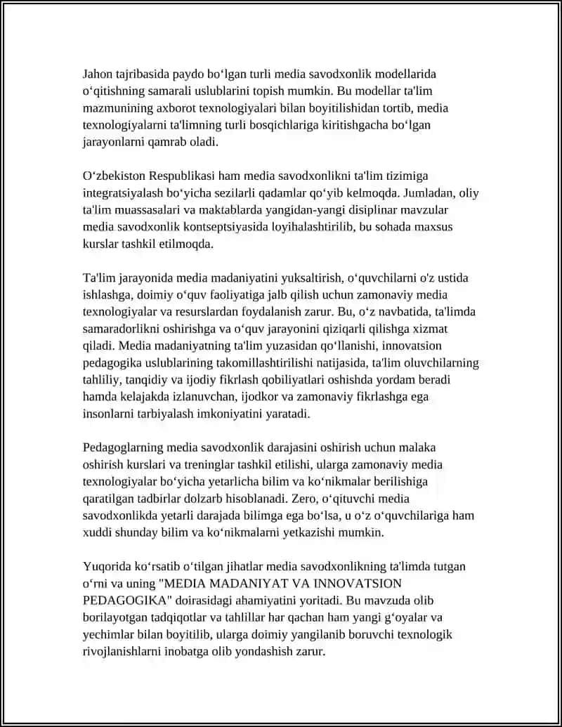 MEDIA MADANIYAT VA INNOVATSION PEDAGOGIKA 4