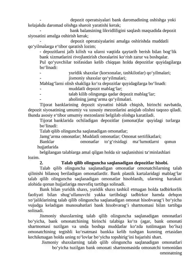 BANKLARDA DEPOSIT OPERATSIYALARI HISOBI 4