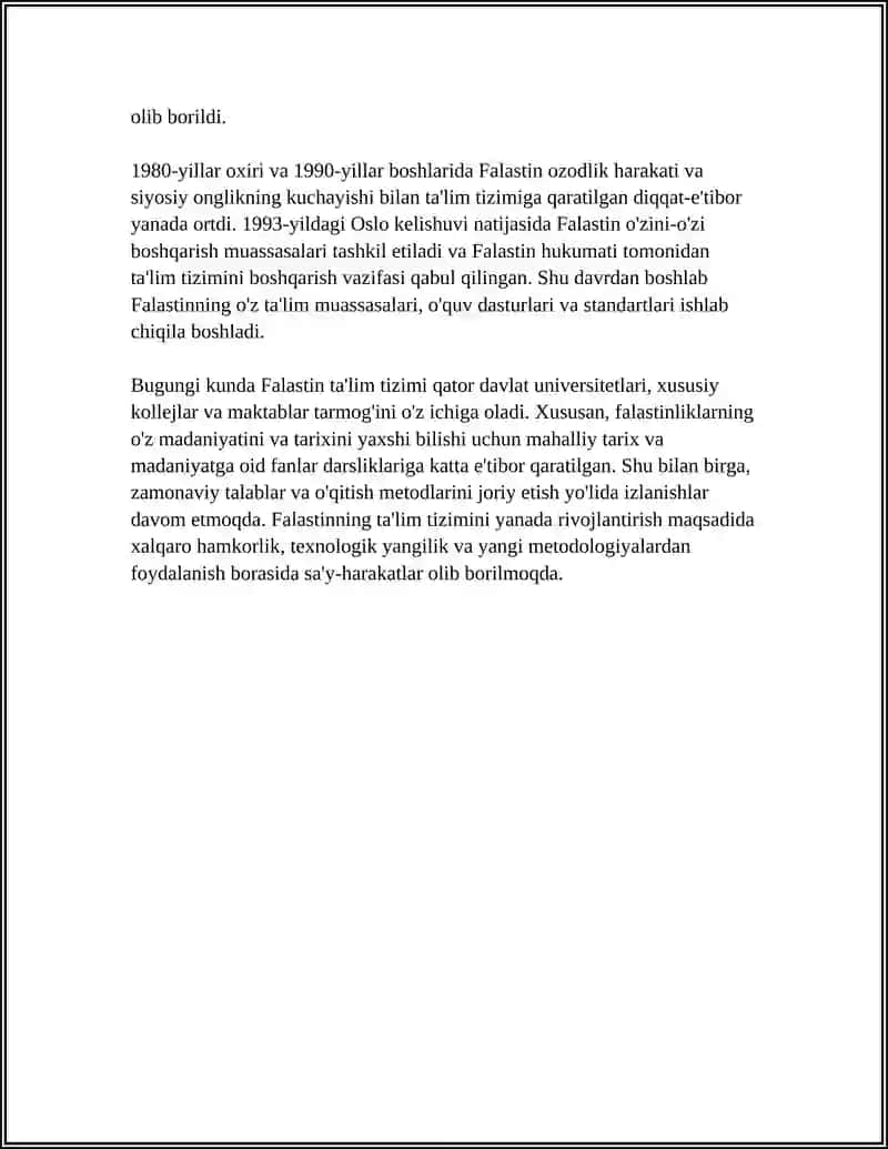 FALASTIN DAVLATINING TALIM TIZIMI 4