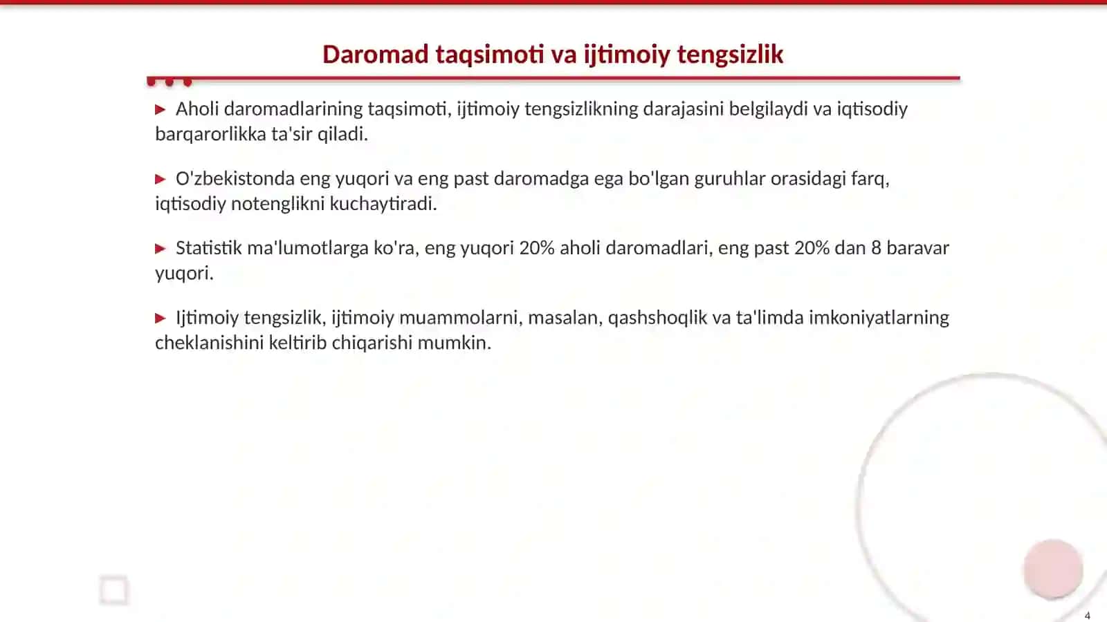 Aholi Daromadlari va Turmush Farovonligi 4