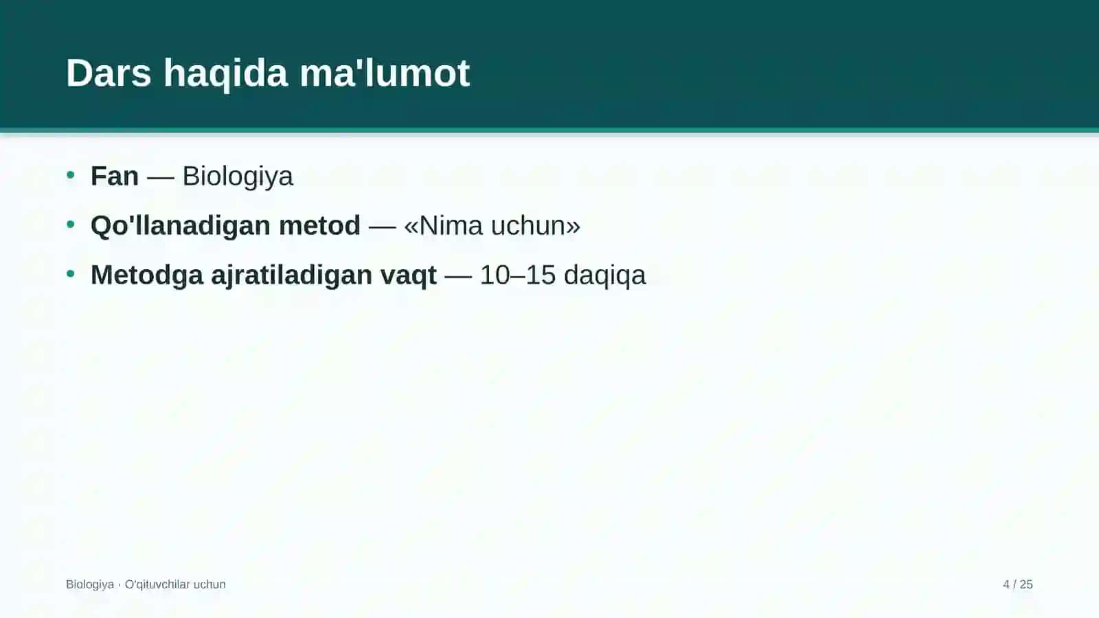 biologiya darslarida nima uchun metodidan foydalanish 3916 4