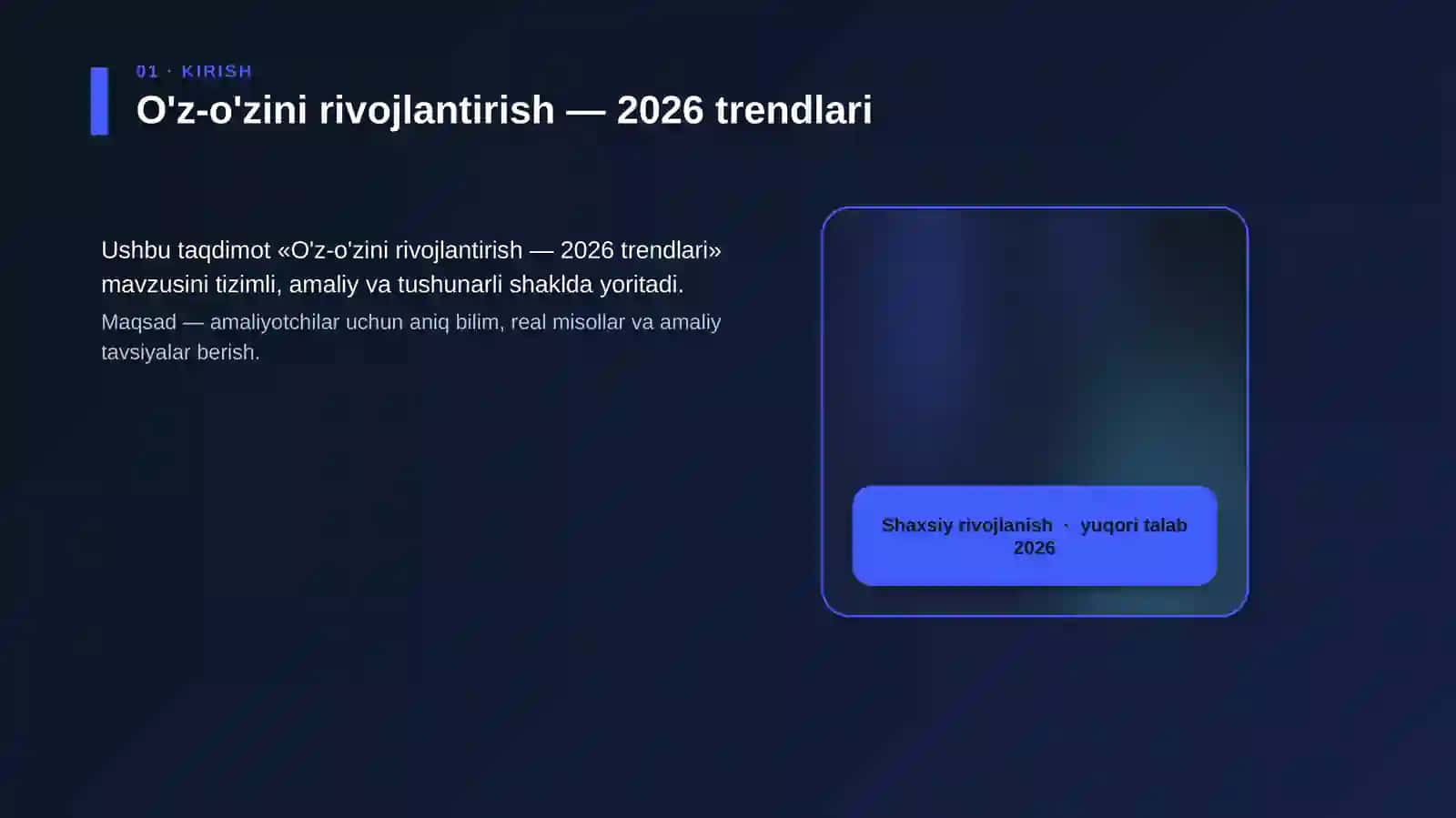 O'z-o'zini rivojlantirish — 2026 trendlari 4