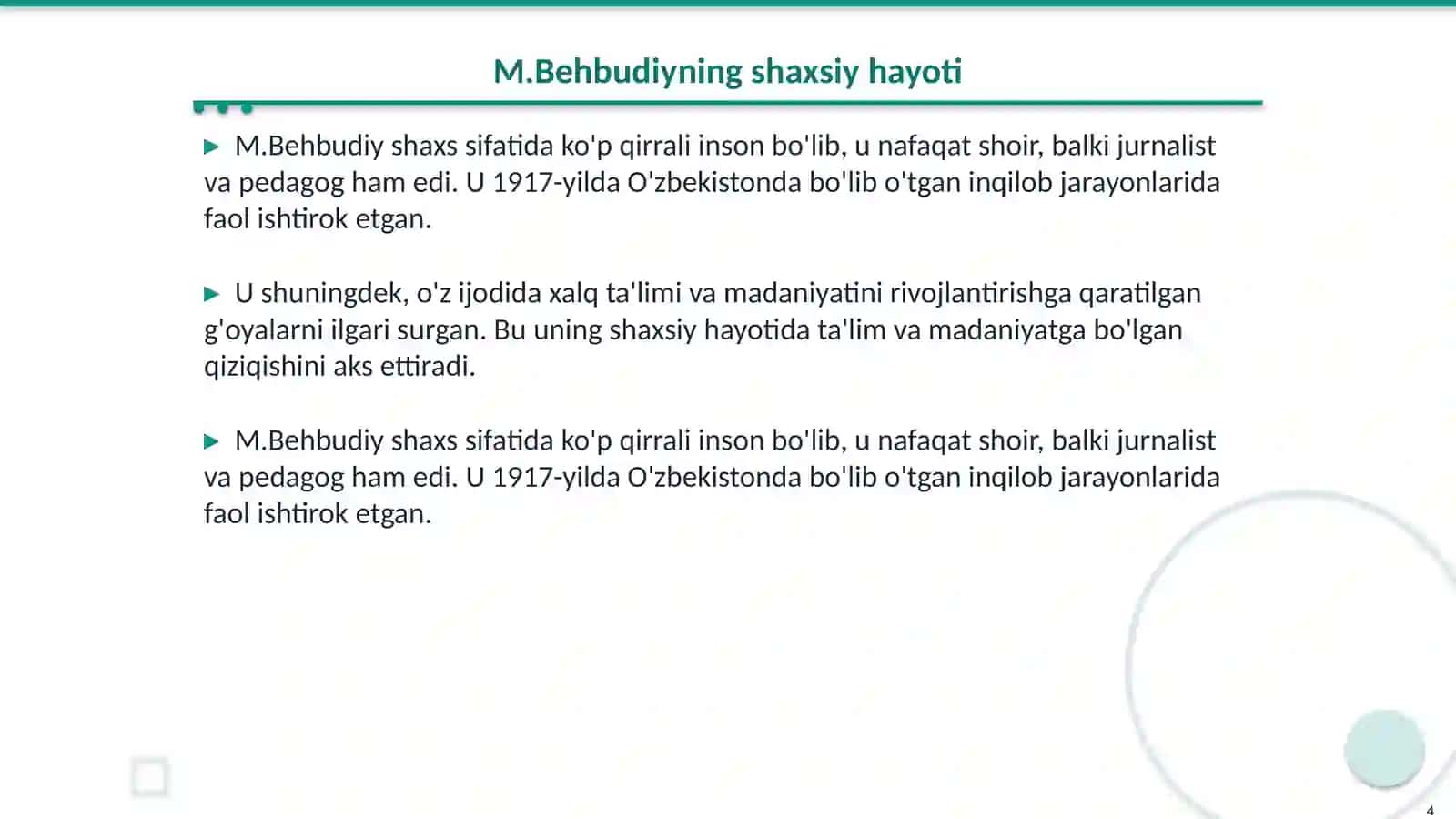M.Behbudiy hayoti va ijodi 4